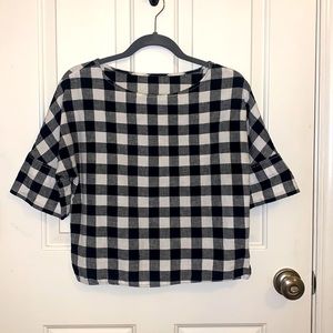 Boxy black and white gingham top